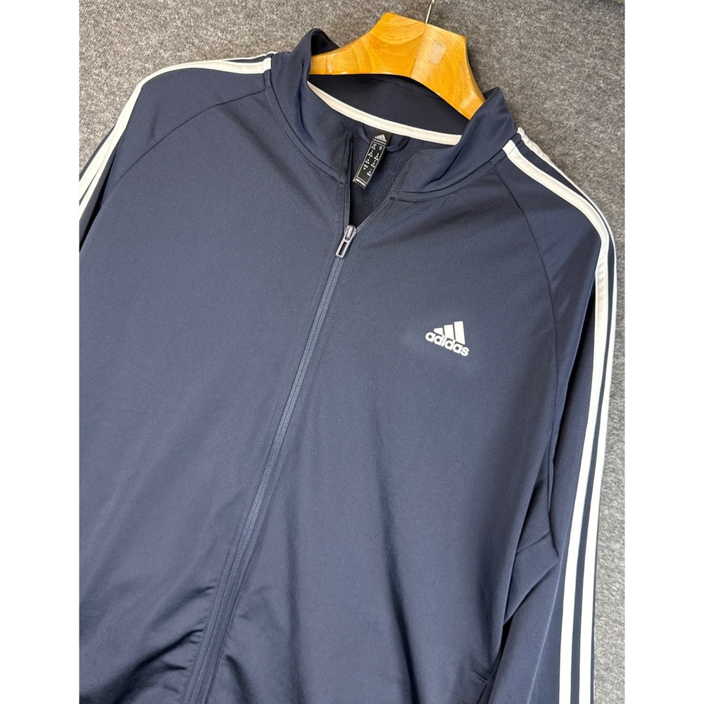 Adidas Track Jacket‎ Full Zip Navy Blue White Stripes Womens Size 4X Warm Up Jog